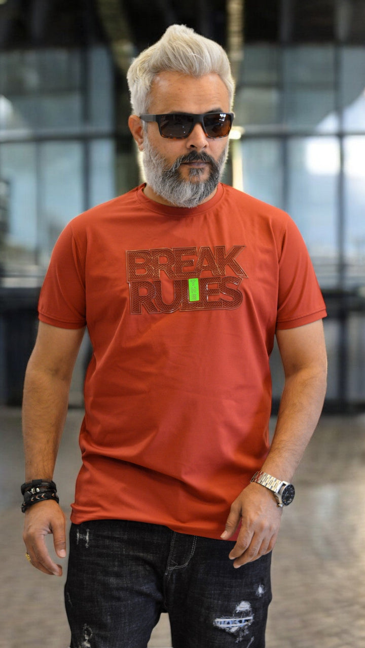 Men's T-shirt Rust Color half Sleeve Party wear Imported Tshirt