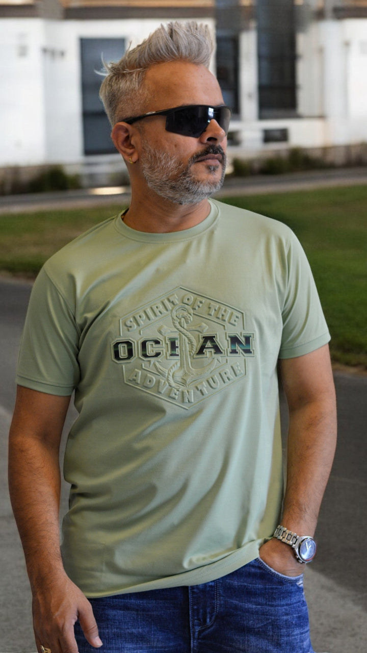 Men's T-shirt , Pista Color half Sleeve Party wear Imported T-shirt , Designer men's T-shirt