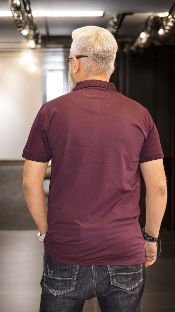 Men's T-shirt , wine Color half Sleeve Party wear Imported T-shirt , Designer men's T-shirt , pocket polo t-shirt 4