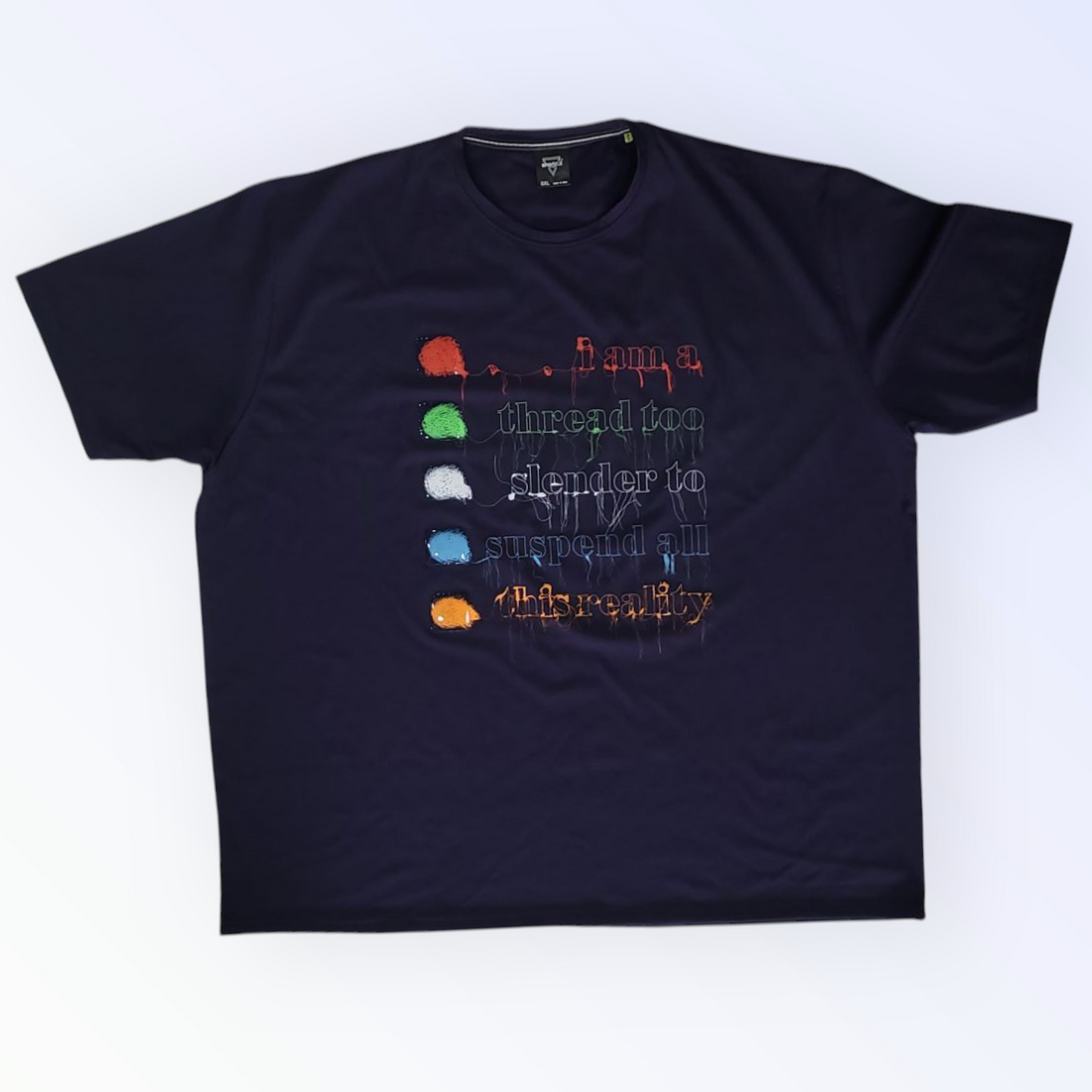 "Big-size designer T-shirt for men (3XL-8XL) – Black oversized tee with premium jelly print and layered screen printing."