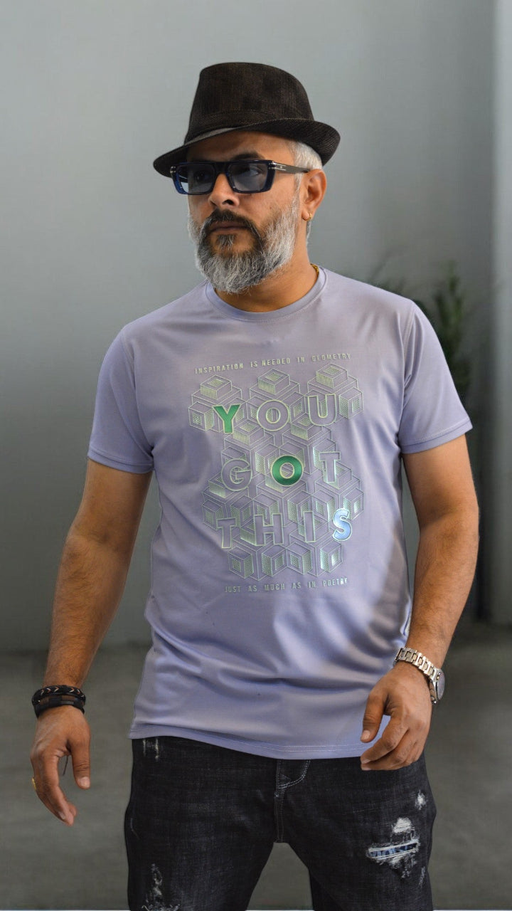 Men's T-shirt , Steel Blue Color half Sleeve Party wear Imported T-shirt , Designer men's T-shirt