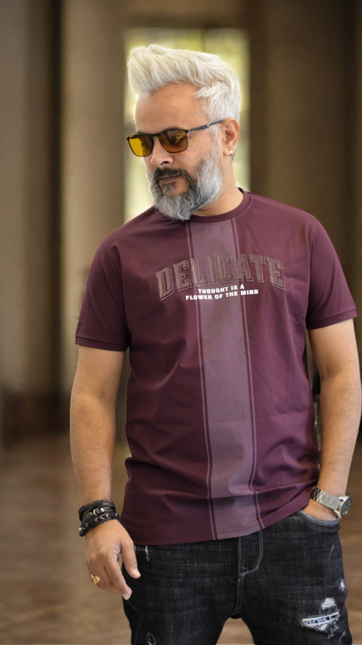 Shortcut Imported Men's Regular Fit T-Shirt #Shortcutwear #shortcuttshirts Wine Delicate