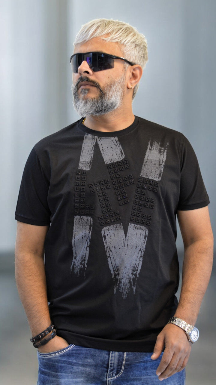 Men's T-shirt , Black Color half Sleeve Party wear Imported T-shirt , Designer men's T-shirt 