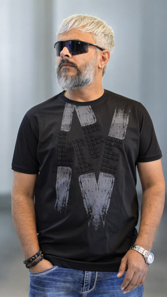 Men's T-shirt , Black Color half Sleeve Party wear Imported T-shirt , Designer men's T-shirt 
