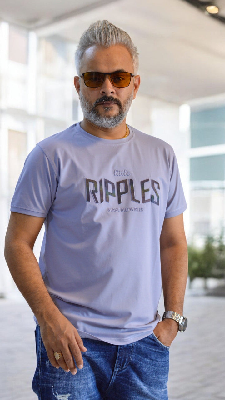 ROUND NECK HALF SLEEVE MENS TSHIRT , MENS TEE CREW NECK , RIPPLESE HALF SLEEVE,  LIGHT PURPLE COLOR TSHIRT