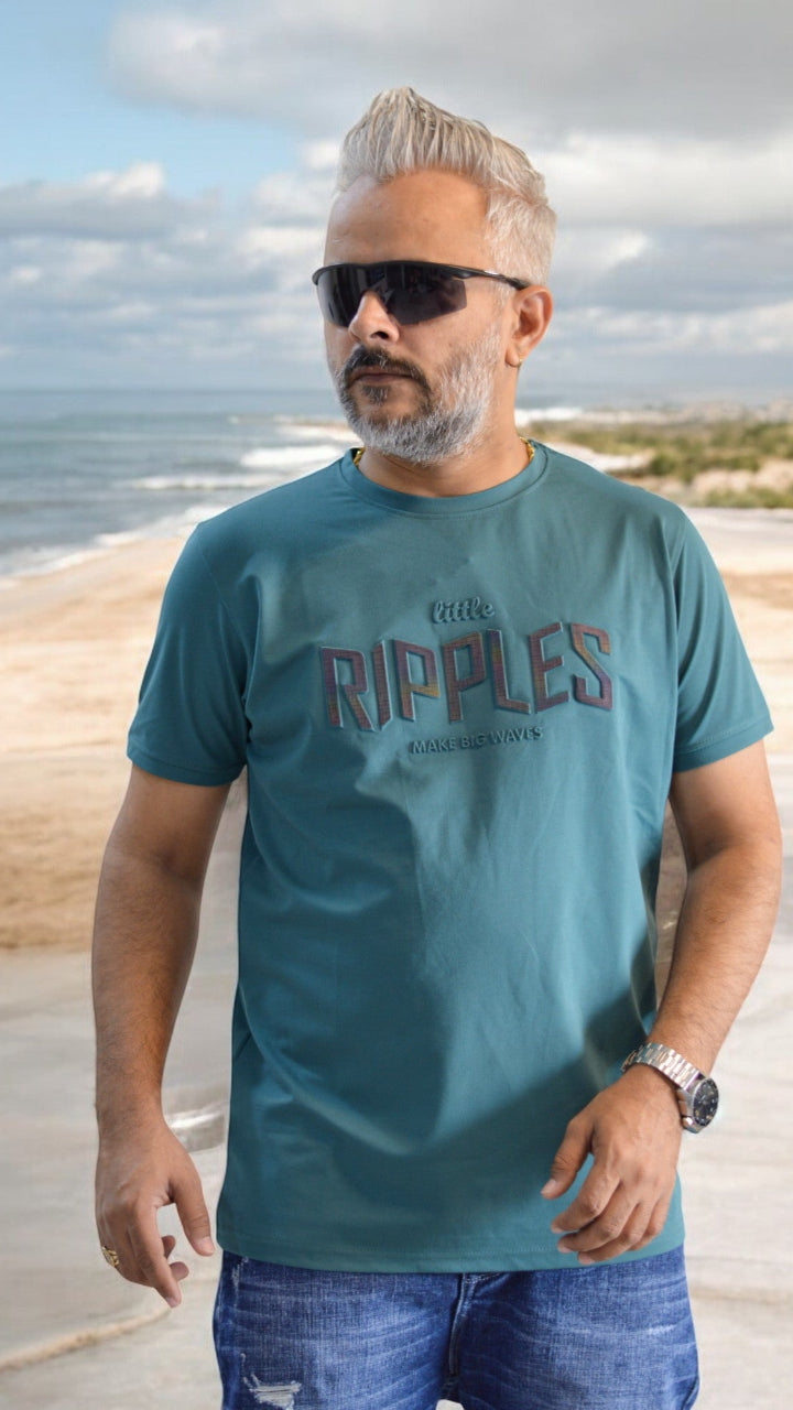 168494 COLOR ,ROUND NECK HALF SLEEVE MENS TSHIRT , MENS TEE CREW NECK , RIPPLESE HALF SLEEVE,  FIROZEE COLOR TSHIRT