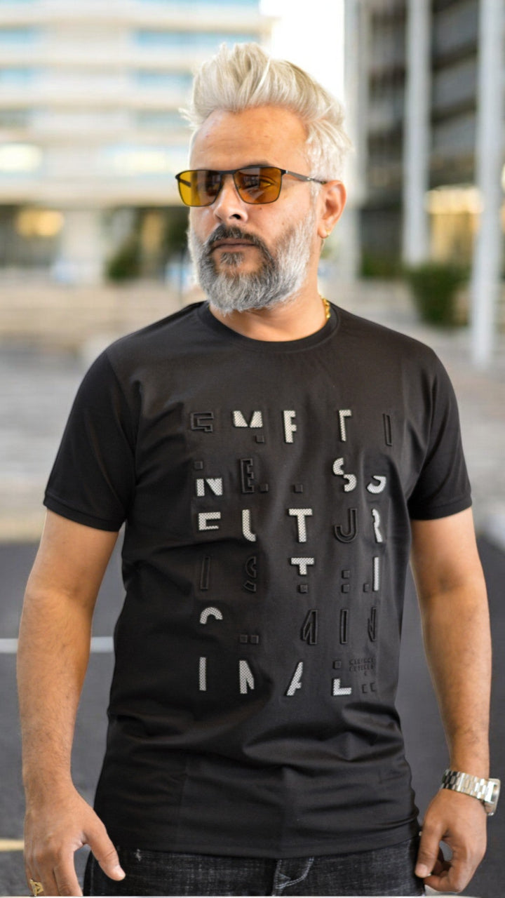 ROUND NECK HALF SLEEVE MENS TSHIRT , MENS TEE CREW NECK , minimal HALF SLEEVE,  black men's t-shirt