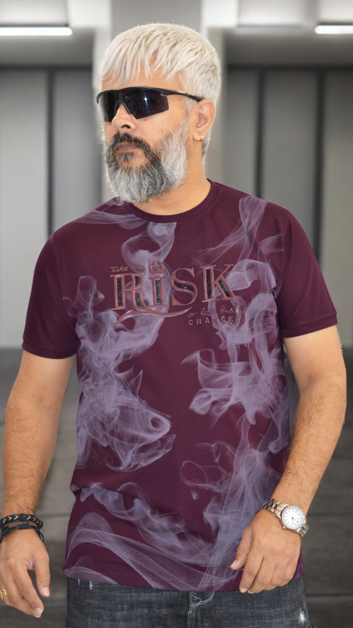 Men's T-shirt , wine Color half Sleeve Party wear Imported T-shirt , Designer men's T-shirt 