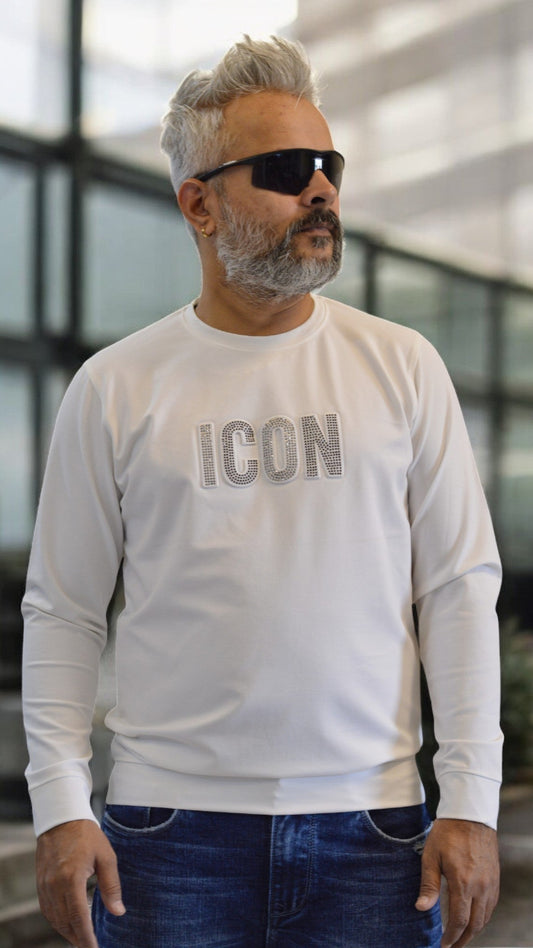 mens tshirt full sleeve premium quality icon embossed
